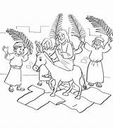 Palm Sunday Coloring Pages Jerusalem Jesus Kids School Bible Donkey Printable Riding Sheet Colouring Print Branches Easter Into Tree Crafts sketch template