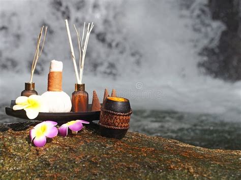 nature spa treatment  massage background waterfall thailand soft