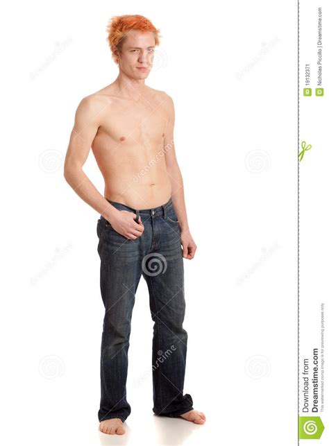 shirtless man in jeans stock image image of casual hair 19132371