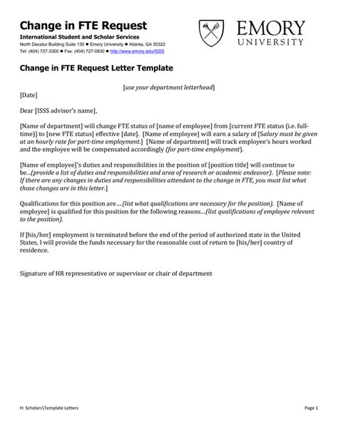 change  fte request change  fte request letter template