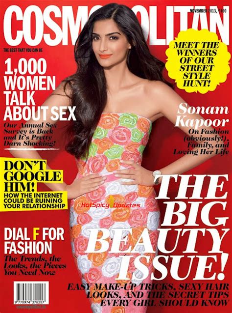 sonam kapoor on the cover page of cosmopolitan magazine november 2013
