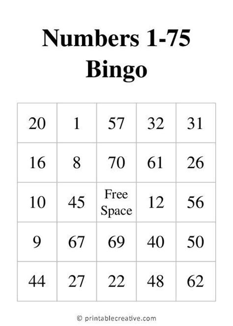 numbers   bingo  printable bingo cards  games