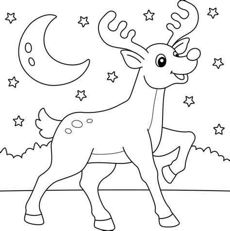 christmas reindeer coloring page  kids  vector art  vecteezy