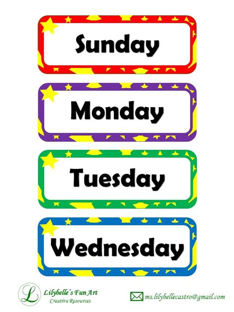 days   week printable teaching resources printable teaching