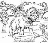 Coloring Pages Drawing Landscape Dinosaur Jurassic Realistic Dinosaurs Color Kids Printable Book Prehistoric Printables Landscapes Colour Park Adults Tree Getdrawings sketch template