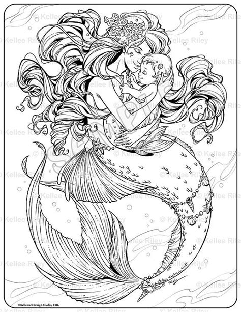 mother  baby mermaid adult coloring page mermaid coloring pages