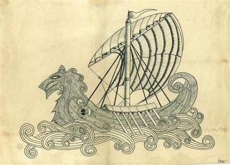 viking ship practice  danijel knezdeviantartcom  atdeviantart viking drawings viking