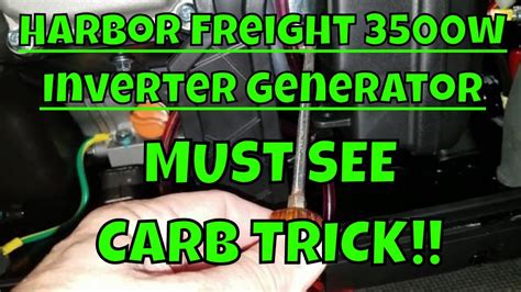harbor freight  watt predator inverter generator carb trick   youtube