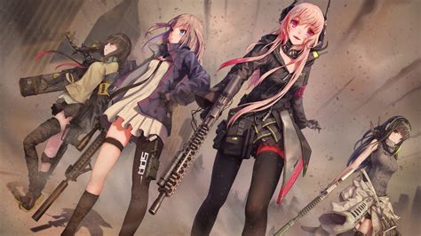 Girls Frontline Ar15 M16a1 M4 Sopmod Ii M4a1 With Blur Background Of