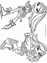 Bratz Coloring Pages Color Printable Cartoon Skating Girls Ice Kids Character Sheets Sheet Print Back sketch template