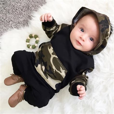 baby boy girl clothing sets hoodies sweatshirt camouflage clothing