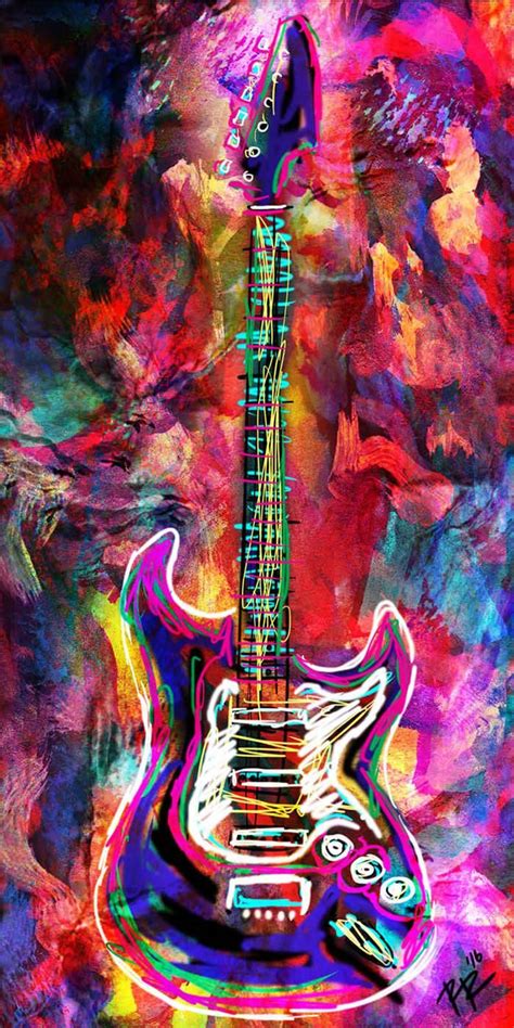 impresion de arte de guitarra arte musical rock  roll arte etsy