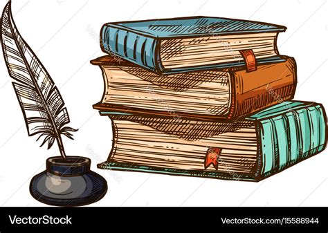 books  ink feather quill  royalty  vector