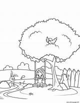 Swing Coloring Girl Pages Printable sketch template