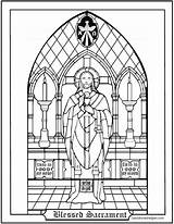 Coloring Communion Pages Catholic First Sacrament Blessed Priest Sacraments Stained Glass Jesus Kids High Holy Eucharist Catechism Mass Color Book sketch template