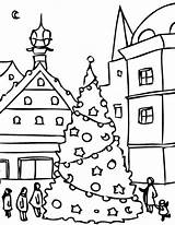 Christmas Town Coloring Pages Getcolorings Printable Tree Big sketch template