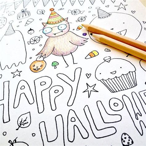 kawaii halloween coloring page  adults  kawaii halloween