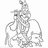 Bull Krishna sketch template