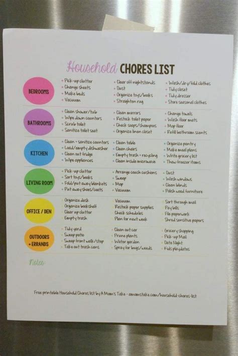 printable household chores list a mom s take
