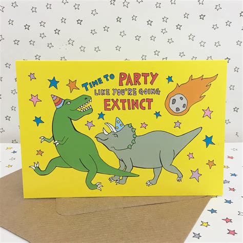 dinosaur birthday card funny birthday card  ladykerry illustrated