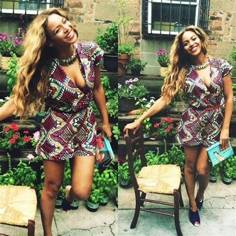beyonce rocks african print tailored skirt and shirt gets