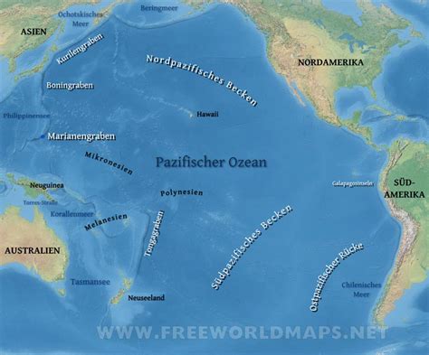 pazifischer ozean karte freeworldmapsnet