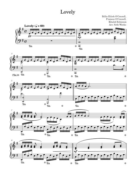 lovely billie eilish piano sheet  lovely piano billie eilish khalid  scores ft sheet