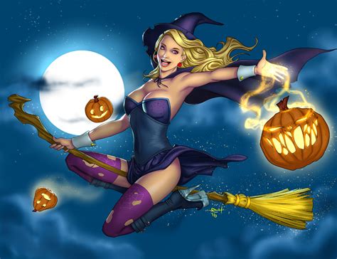 Happy Halloween 2016 Witch Pin Up By Ehillustrations On