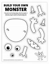 Monster Printable Build Own Coloring Kids Printables Glue Paper Pencils Scissors Crayons Cardstock Printer Markers Colored Bottom Construction Post sketch template