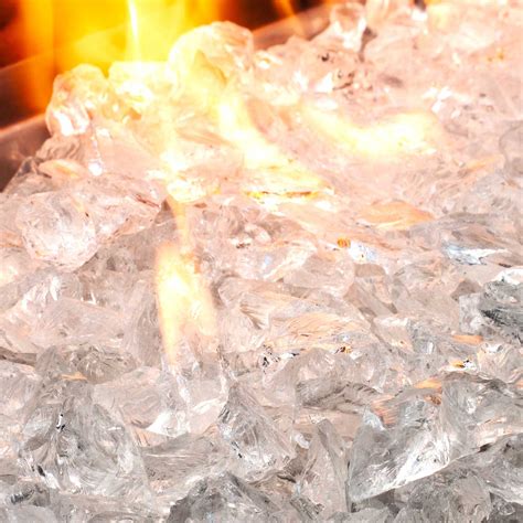 Crushed Fire Glass Crystal Clear 1 2 To 3 4 10 Lb Jar
