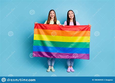 full length photo of funny free love lesbians couple came foreign