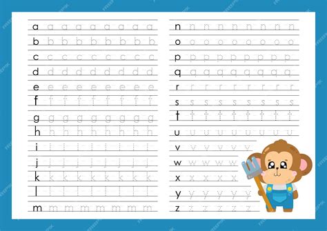 kleine letters traceerletters alfabet  tot  schrijven oefenen werkbladen voor kleuterschool