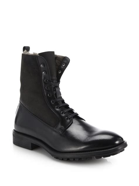 boot edwards shearling lined leather boots  black  men lyst