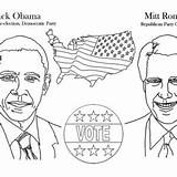 Coloring Obama Barack Romney Election Mitt Poster sketch template