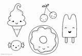 Food Coloring Cute Pages Drawing Line Printable Kawaii Kids Dessert Color Adults Print Rocks Candy sketch template