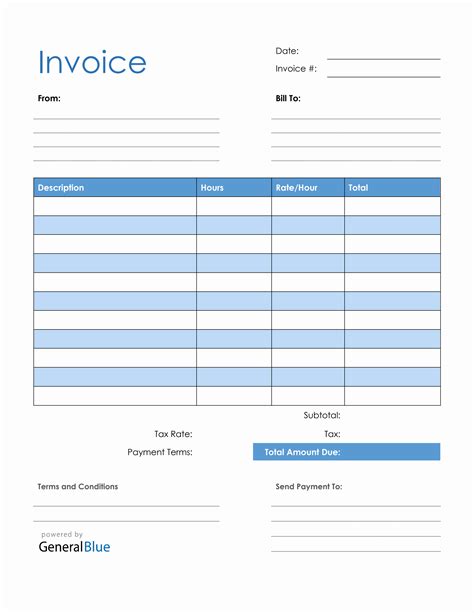 blank invoice template  printable printable form templates  letter