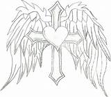 Wings Coloring Angel Pages Cross Drawing Heart Crosses Hearts Wing Drawings Dragon Cool Fire Sacred Getdrawings Getcolorings Draw Color Beautiful sketch template