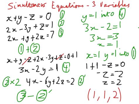 simultaneous equations  variables math simultaneous equations