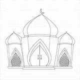 Coloring Islamic Mosque Illustration Stock sketch template