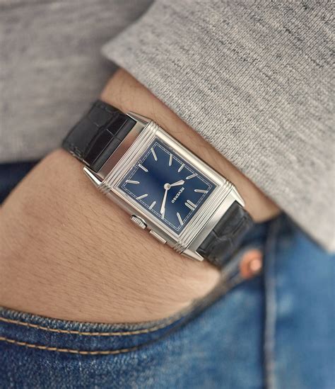 jaeger lecoultre grand reverso ultra thin duoface blue silver dial  collected man
