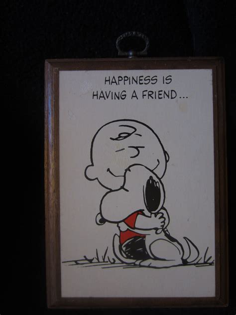 Vintage 1971 Charlie Brown Peanuts Happiness Is Having Friend Plaque