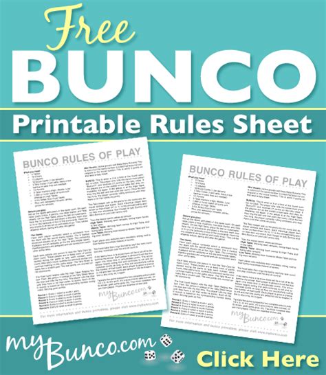 printable bunco rules sheet  bunco bunco rules fun card