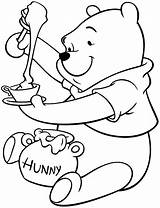 Coloring Winnie Pooh Bear Honig Hunny Enjoying Cooles Puuh Malvorlagen Hause Bär Fadenkunst Beschulung Zeug Ausdrucken Coloringsky sketch template