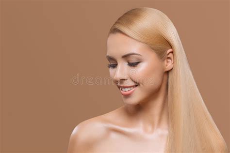 Beautiful Nude Blonde Woman With Long Hair And Closed Eyes Stock Image