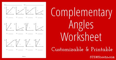 complementary angles worksheet stem sheets