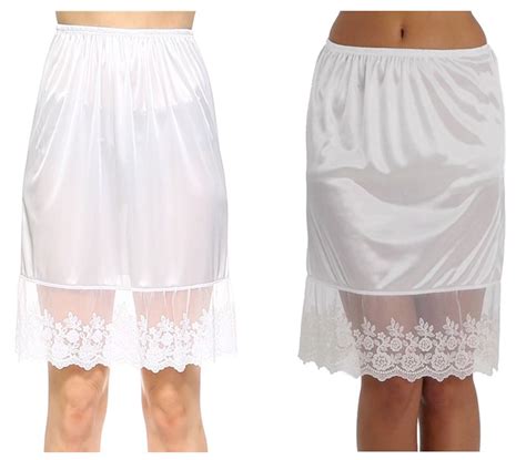 Womens Single Lace Satin Skirt Extender Half Slip For Lengthening 2