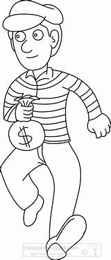 Outline Bank Robber Money Holding Bag Clipart Legal sketch template