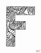 Zentangle Lettere Alfabeto Lettera Supercoloring Scarabocchio Stilizzate Particolari Stampare sketch template