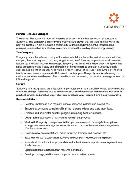 hr manager sample human resources cover letter 100