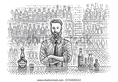 bartender bar counter  bottles drink stock vector royalty